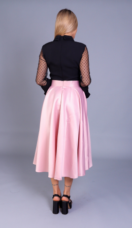 Fusta ANGRO Sissi roz midi in clos cu buzunare [6]