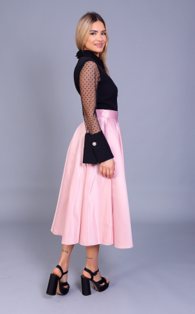 Fusta ANGRO Sissi roz midi in clos cu buzunare [4]