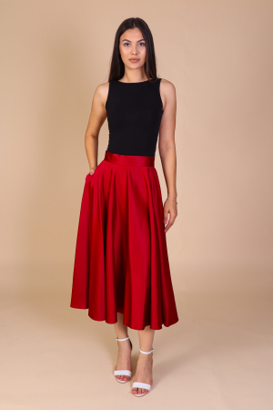 Fusta Midi SISSI, Bordo, din Tafta, Engros [1]