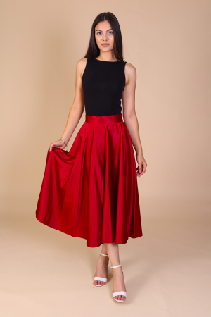 Fusta Midi SISSI, Bordo, din Tafta, Engros [0]