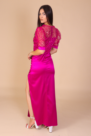 Rochie Lunga MIRIAM din Tafta si Paiete, Ciclam, Engros [2]