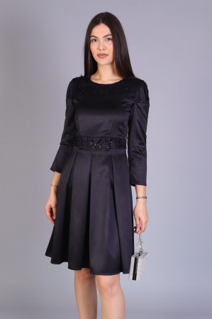 Produse - Rochie SOFIA din tafta cu fustă plisată și detalii din dantelă
