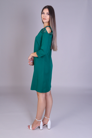 Rochie  ANICA verde cu decupaje la umeri [2]