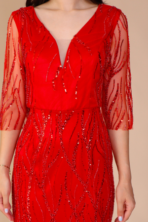 Rochia Ingrid, cu Pietricele din Sticlă și Decolteu [2]