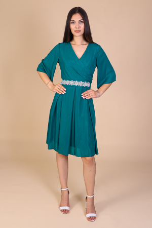 Rochie Aniela Verde din Voal cu Fir Lurex, Engros [0]