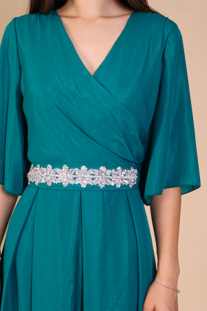 Rochie Aniela Verde din Voal cu Fir Lurex, Engros [2]