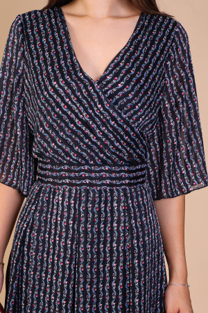 Rochie Aniela Neagra cu Imprimeu Colorat, Engros [2]