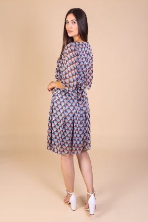 Rochie Aniela cu Imprimeu Albastru, Engros [3]