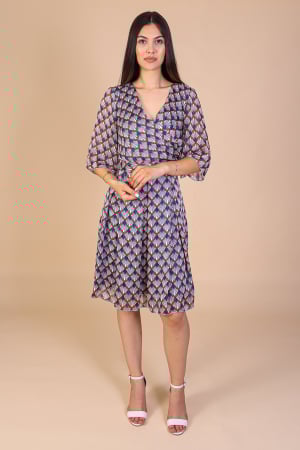 Reduceri - Rochie Aniela cu Imprimeu Albastru, Engros