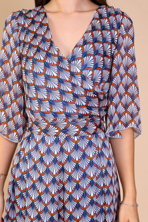 Rochie Aniela cu Imprimeu Albastru, Engros [2]