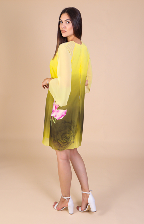 Rochie Aniela Galbena din Voal cu Imprimeu Floral [2]