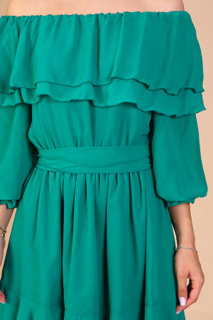 Rochie ANTONIA, Verde din Voal cu Volanase, Engros [3]