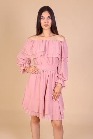 Rochii de Zi - Rochie ANTONIA, Verde din Somon cu Volanase, Engros