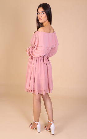 Rochie ANTONIA, Verde din Somon cu Volanase, Engros [4]