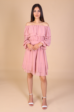 Rochie ANTONIA, Verde din Somon cu Volanase, Engros [1]