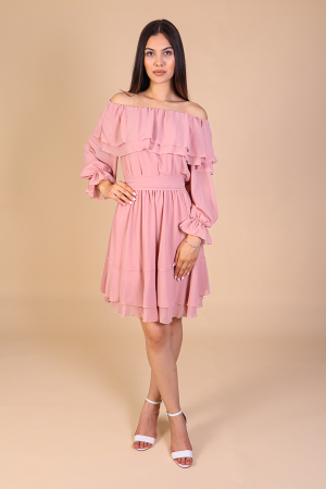 Rochie ANTONIA, Verde din Somon cu Volanase, Engros [2]