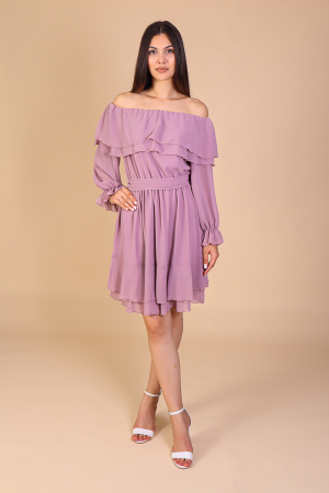 Rochie ANTONIA, Lila din Voal cu Volanase, Engros [1]