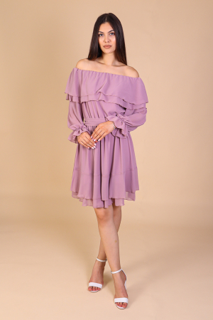 Rochie ANTONIA, Lila din Voal cu Volanase, Engros [4]