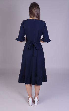 Rochie ARINA cu volanase bleumarin [4]