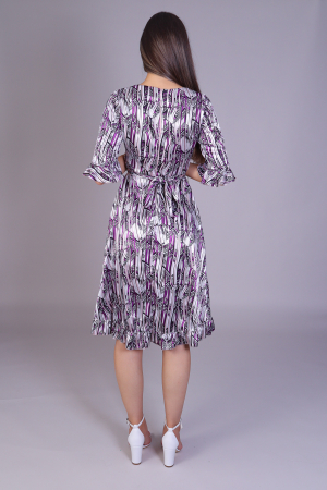 Rochie ARINA cu volanase si imprimeu lila [3]
