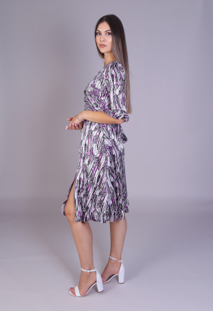 Rochie ARINA cu volanase si imprimeu lila [1]