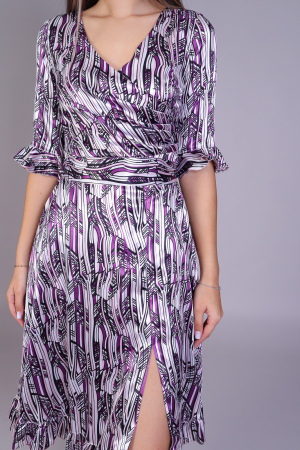 Rochie ARINA cu volanase si imprimeu lila [2]