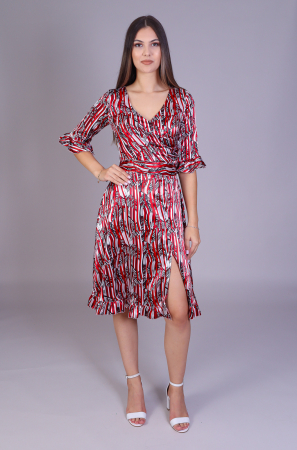 Rochii de Ocazie - Rochie ARINA cu volanase si imprimeu rosu