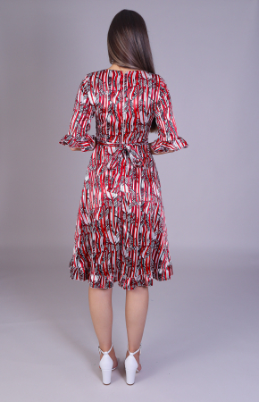 Rochie ARINA cu volanase si imprimeu rosu [4]