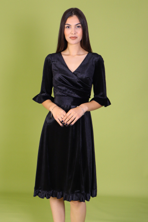 Rochii din Catifea - Rochie ARINA, Neagra, din Catifea, Engros