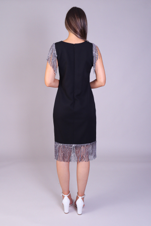 Rochie Carla cu franjuri si insertii lila engros [3]