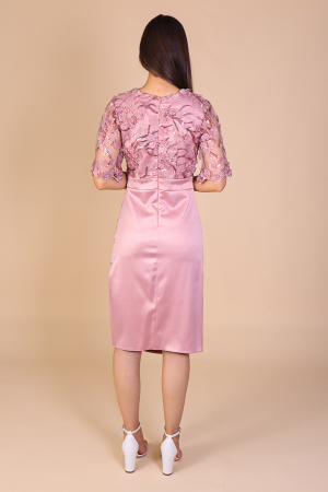 Rochie Catlyn, Roz din Tafta si Dantela 3D, Engros [3]