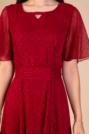 Rochie CELINE Bordo din Voal cu Fir Lurex, Engros [2]