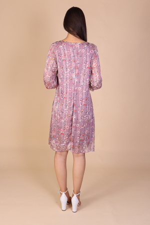 Rochie Dolores Roz cu Imprimeu Floral, cu Fir Lurex Engros [3]