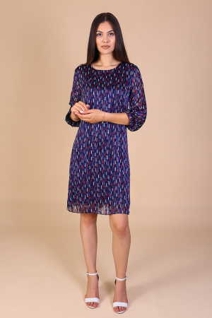 Reduceri - Rochie Dolores Bleumarin, cu Fir Lurex Engros