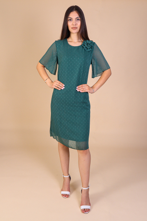 Rochie ELSA Verde din Voal cu Fir Lurex, Engros