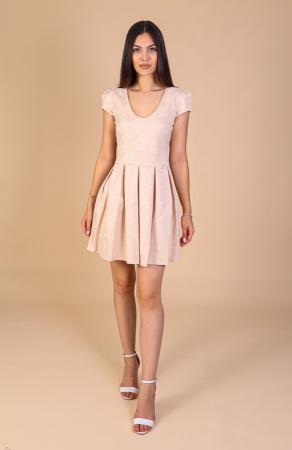 Rochii de Ocazie - Rochie Emily Bej, din Brocard, Engros