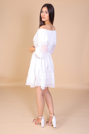 Rochie ANTONIA, Alba din Voal cu Volanase, Engros [4]