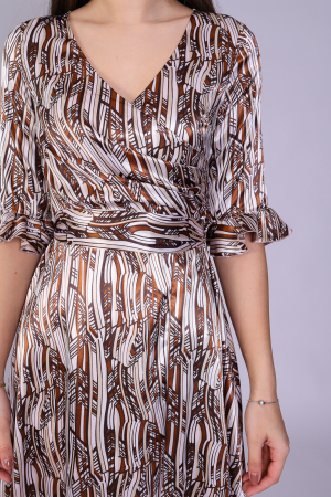 Rochie ARINA cu volanase si imprimeu maro engros [3]