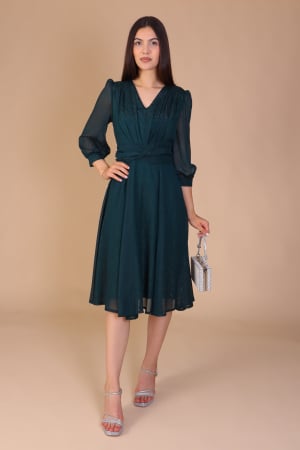 Rochii de Ocazie - Rochie GINA din Voal, cu Fir Argintiu