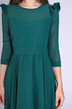 Rochie Layla din Voal, cu Trena si Maneci Trei Sferturi, Verde, Engros [2]