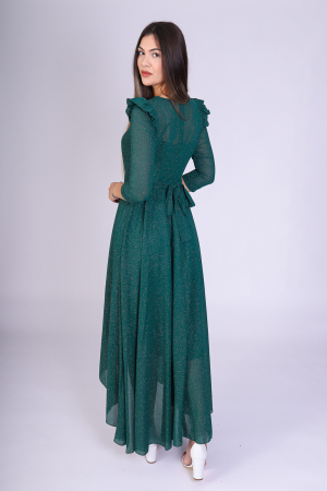 Rochie Layla din Voal, cu Trena si Maneci Trei Sferturi, Verde, Engros [3]