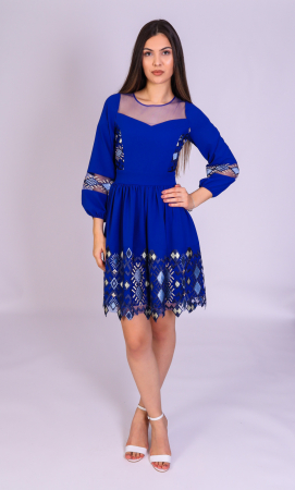 Rochie RUSE albastra cu broderie traditionala engros [1]