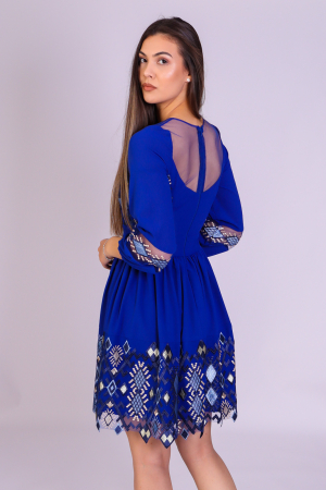 Rochie RUSE albastra cu broderie traditionala engros [2]