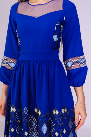 Rochie RUSE albastra cu broderie traditionala engros [3]