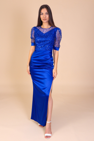 Rochie Lunga Miriam, din Tafta si Paiete, Albastra, Engros [1]