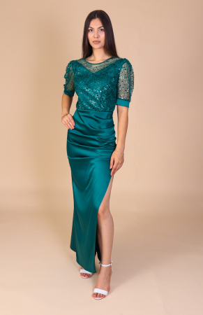 Rochie Lunga Miriam, din Tafta si Paiete, Verde, Engros [1]