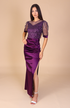 Rochii Lungi - Rochie Lunga Miriam, din Tafta si Paiete, Mov, Engros