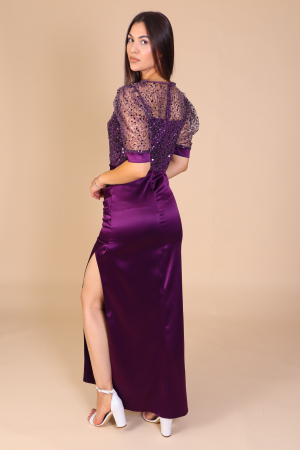 Rochie Lunga Miriam, din Tafta si Paiete, Mov, Engros [3]