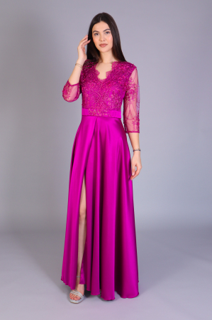 Rochii de Ocazie - Rochie elegantă lungă ASIA din tafta și dantelă