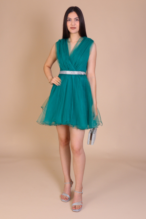 Rochii de Ocazie - Rochie Mia din Tulle, cu Cordon Detasabil cu Pietricele, Engros